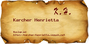 Karcher Henrietta névjegykártya